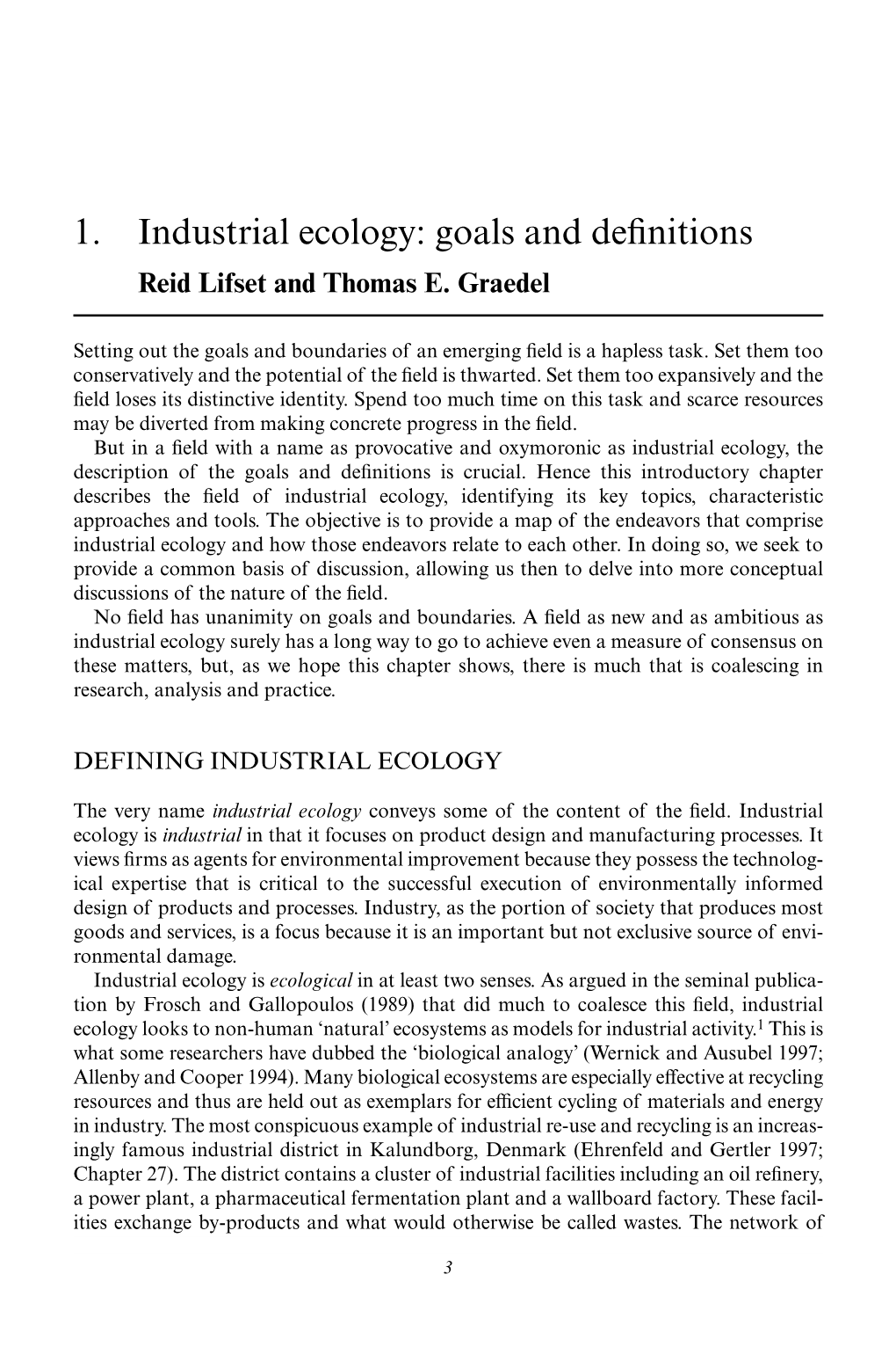 1. Industrial Ecology: Goals and Definitions
