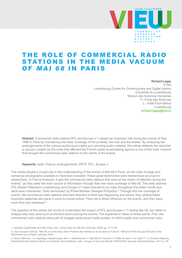 The Role of Commercial Radio Stations in the Media Vacuum of Mai 68 in Paris