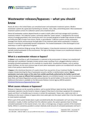 Wastewater Releases/Bypasses — What You Should Know (Wq-Wwtp5-76)