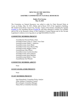 Assembly Committee on Natural Resources-5/17/2021