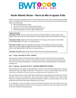 South Atlantic Route – Serra Do Mar to Iguazu Falls