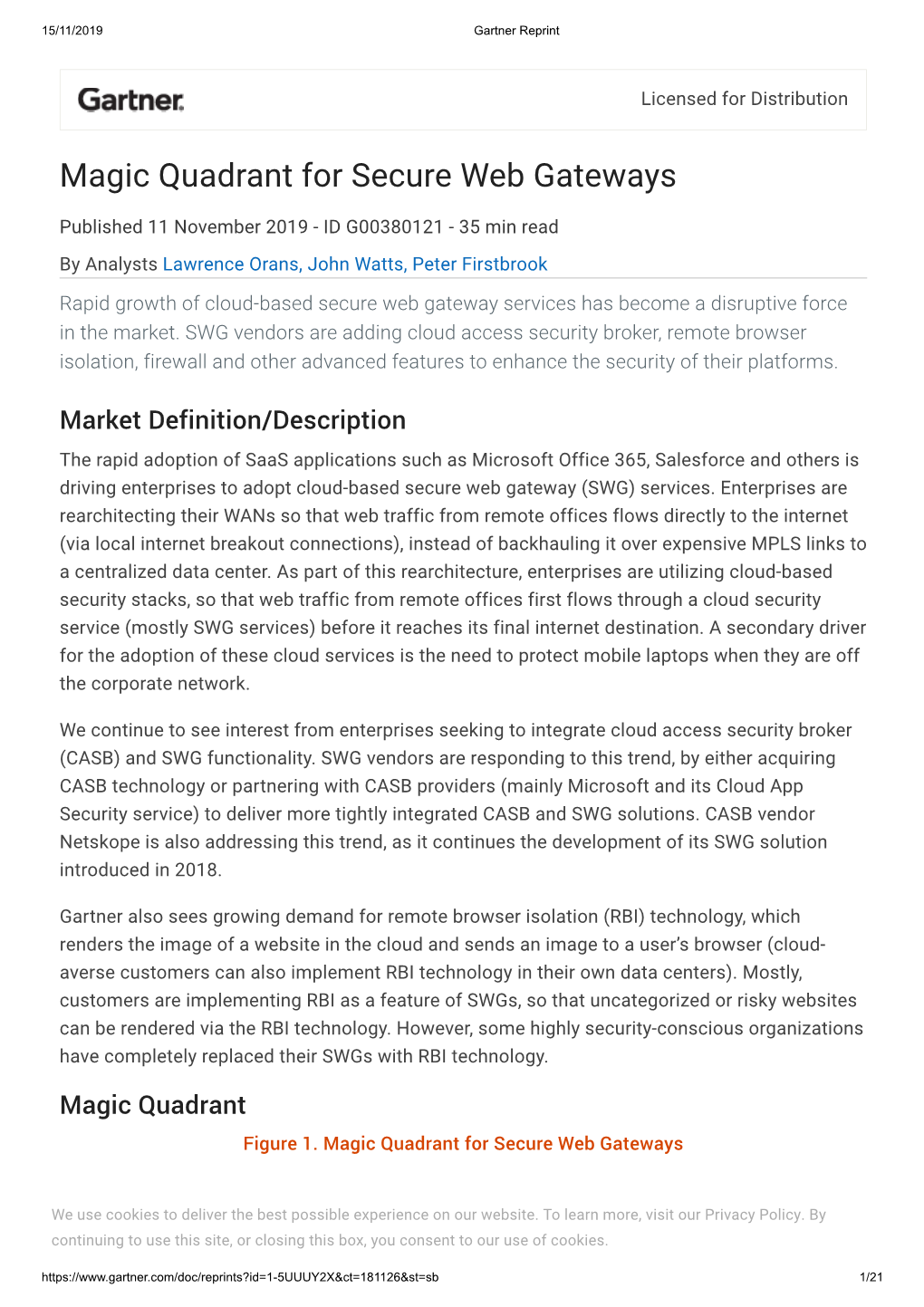 Magic Quadrant for Secure Web Gateways