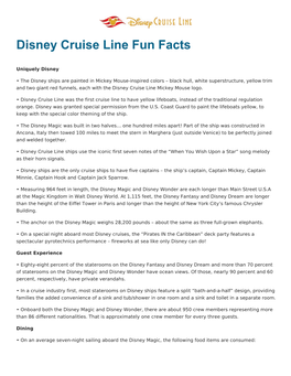 Disney Cruise Line Fun Facts