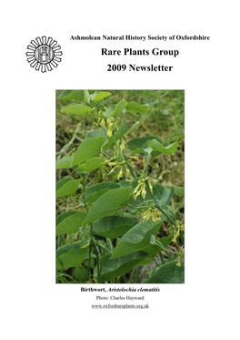 Rare Plants Group 2009 Newsletter