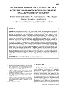 Relationship Between the Electrical Activity of Suprahyoid and Infrahyoid Muscles During Swallowing and Cephalometry