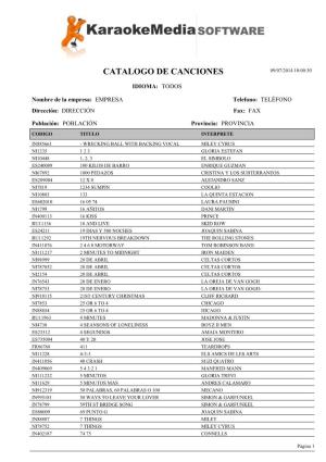 Catalogo De Canciones 09/07/2014 10:00:30