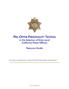 Pre-Offer Personality Testing Resource Guide