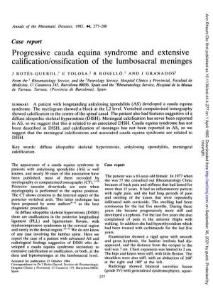 Progressive Cauda Equina Syndrome and Extensive Calification/Ossification of the Lumbosacral Meninges