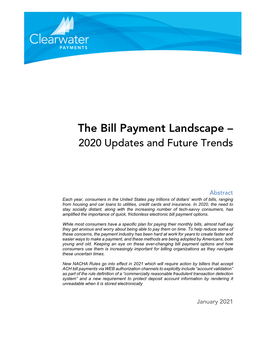 The Bill Payment Landscape – 2020 Updates and Future Trends