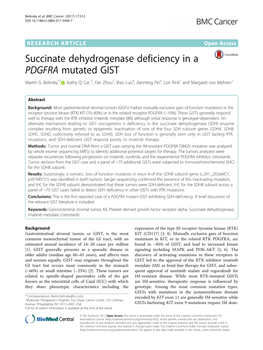 Succinate Dehydrogenase Deficiency in a PDGFRA Mutated GIST Martin G