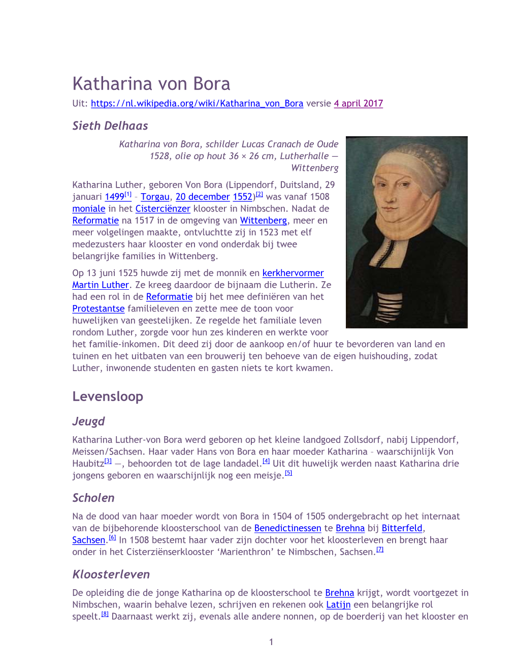 Katharina Von Bora Uit: Versie 4 April 2017