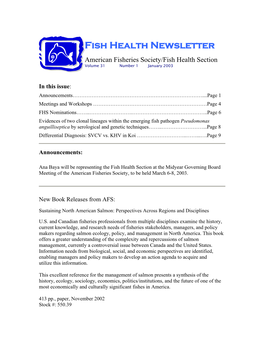 Fish Health Newsletter