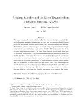Religious Subsidies and the Rise of Evangelicalism: a Dynamic Structural Analysis