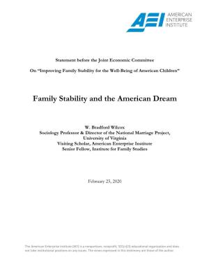 Family Stability and the American Dream