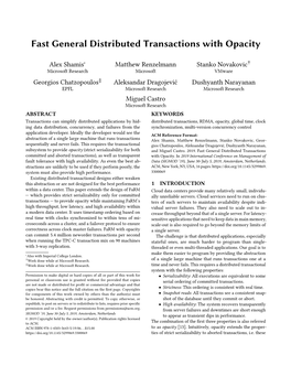 Fast General Distributed Transactions with Opacity
