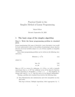 Practical Guide to the Simplex Method of Linear Programming