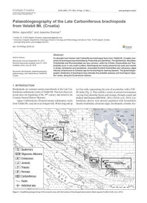 Palaeobiogeography of the Late Carboniferous Brachiopoda from Velebit Mt