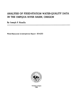 Analysis of Fixed-Station Water-Quality Data in the Umpqua River Basin, Oregon