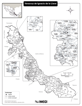 Mapa De Veracruz De Ignacio De La Llave. División Municipal