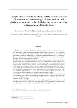 Integrative Attempts to Study Cattle Domestication: Biomechanical Archaeology of First and Second Phalanges As a Proxy for Decip