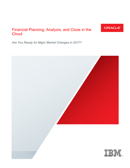 Financial Planning, Analysis, and Close in the Cloud