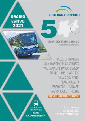 Orari Trentino Trasporti Estate 2021