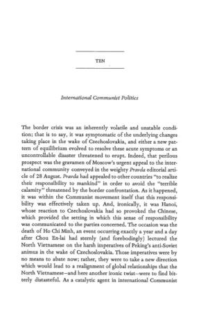 TEN International Communist Politics the Border Crisis Was an Inherently Volatile and Unstable Condi