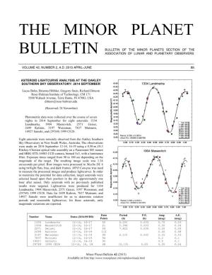 The Minor Planet Bulletin, Alan W