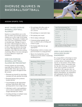 Baseball and Softball – Overuse Injuries