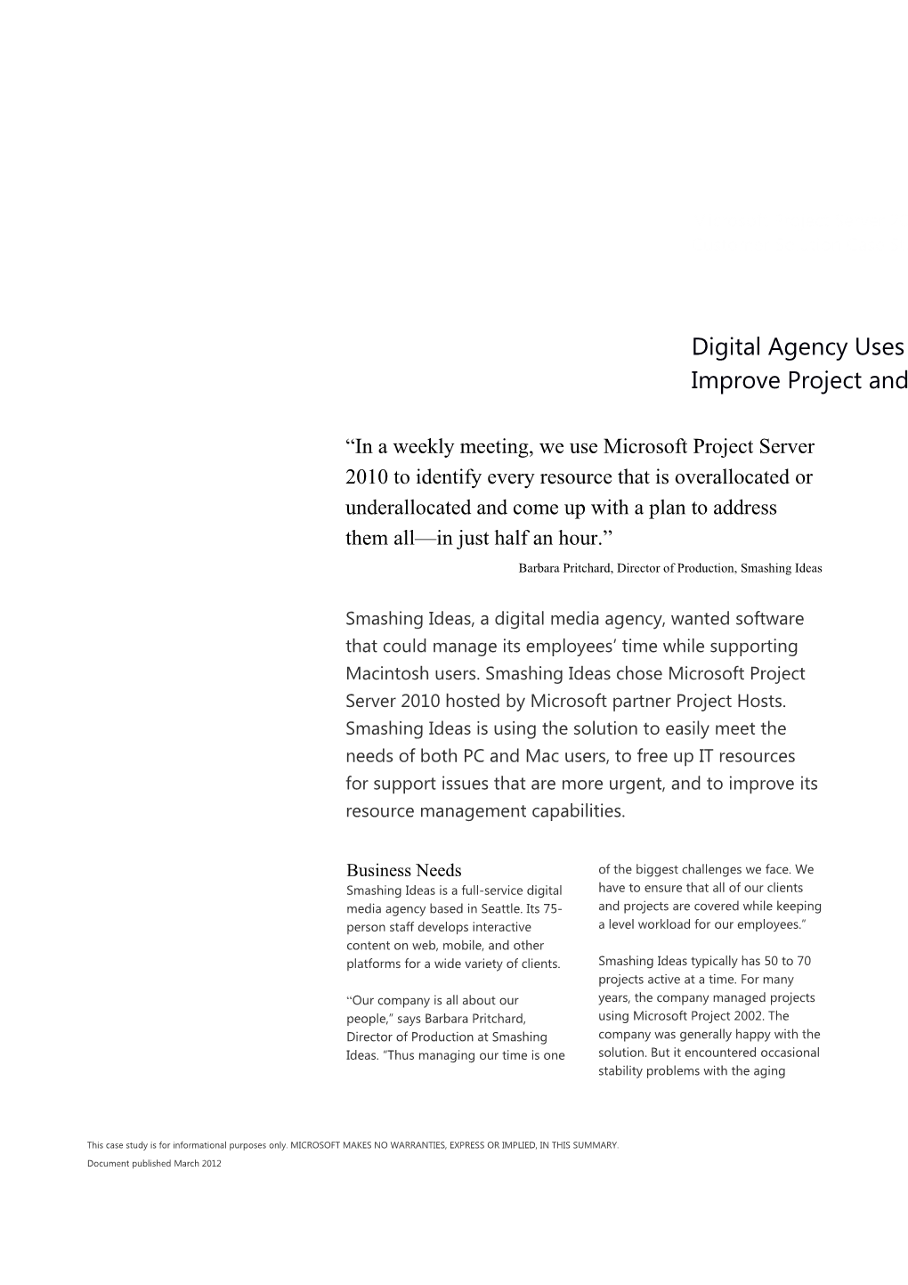 Digital Agency Uses Hosted Solution to Improve Project and Resource Management