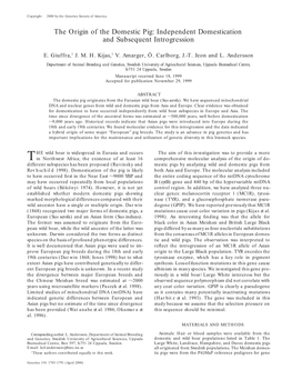 The Origin of the Domestic Pig: Independent Domestication and Subsequent Introgression