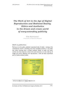 The Work of Art in the Age of Digital Reproduction and Mediated Reality