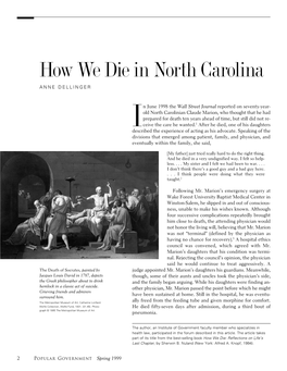 How We Die in North Carolina