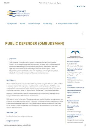 Public Defender (Ombudsman) – Equinet