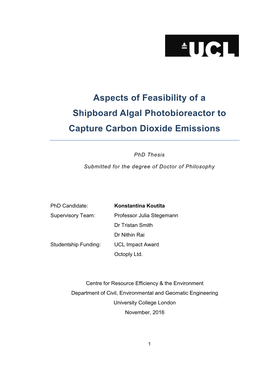 Aspects of Feasibility of a Shipboard Algal Photobioreactor to Capture Carbon Dioxide Emissions