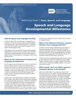 Speech and Language Developmental Milestones