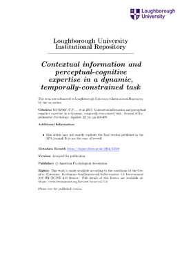 Contextual Information and Perceptual-Cognitive Expertise in a Dynamic, Temporally-Constrained Task