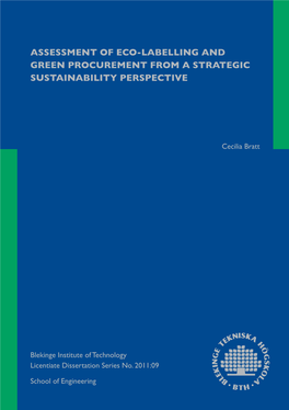 Assessment of Eco-Labelling and Green Procurement from a Strategic Sustainability Perspective
