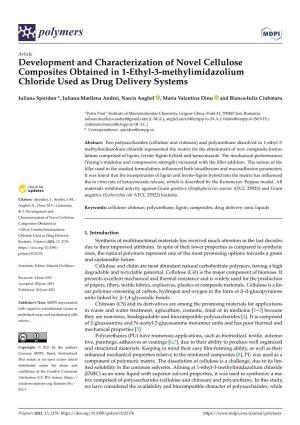 Development and Characterization of Novel Cellulose Composites Obtained in 1-Ethyl-3-Methylimidazolium Chloride Used As Drug Delivery Systems