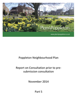 Poppleton Neighbourhood Plan Report on Consultation Prior To