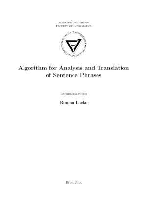 Algorithm for Analysis and Translation of Sentence Phrases