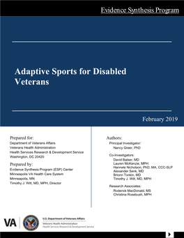 Adaptive Sports for Disabled Veterans