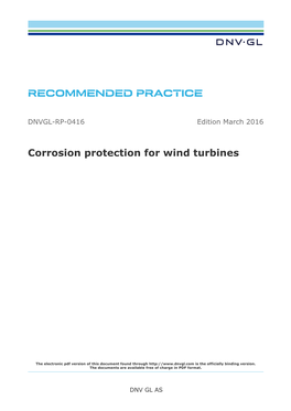 DNVGL-RP-0416 Corrosion Protection for Wind Turbines