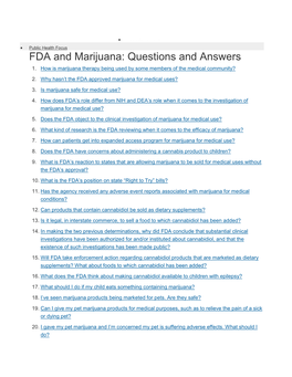 FDA Comments on CBD in Foods