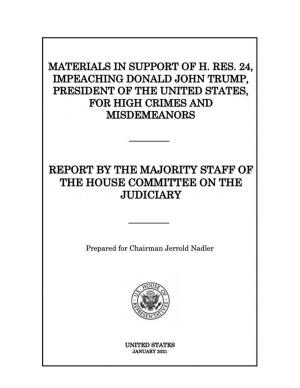 Materials Insupport of H. Res. 24, Impeaching Donald John