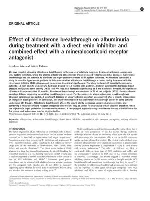 Effect of Aldosterone Breakthrough on Albuminuria During Treatment with a Direct Renin Inhibitor and Combined Effect with a Mineralocorticoid Receptor Antagonist