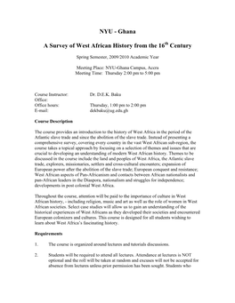 Ghana a Survey of West African History from the 16