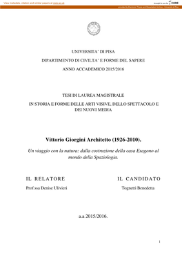 Vittorio Giorgini Architetto (1926-2010)