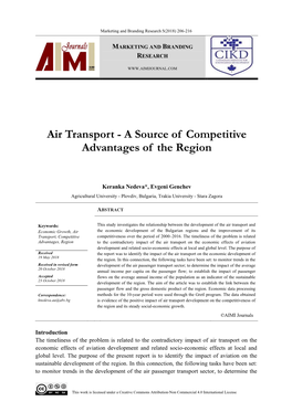 Air Transport - a Source of Competitive Advantages of the Region