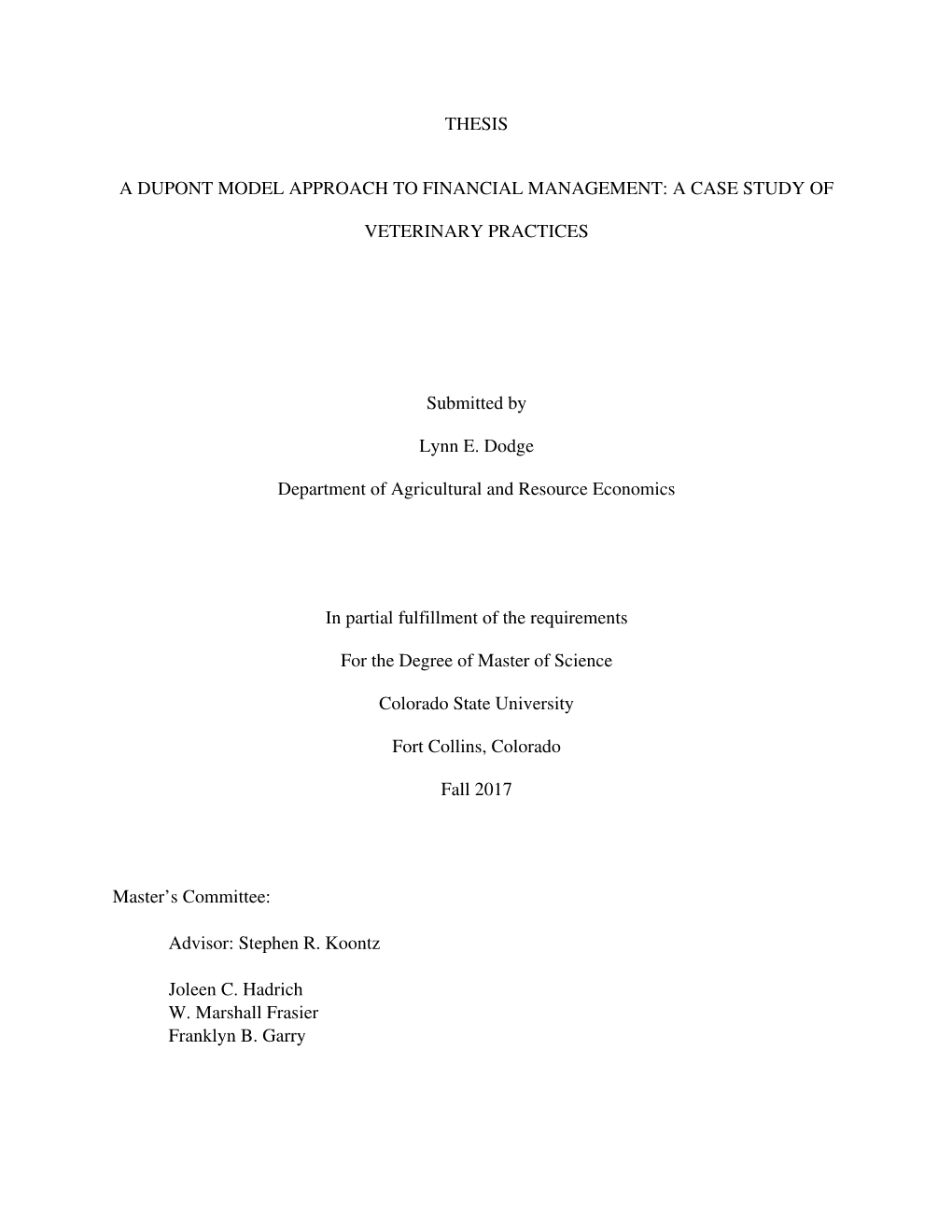 thesis on finance